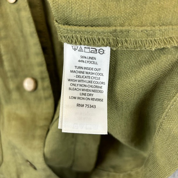 Nicole Miller Linen Jacket Medium Lightweight Lagenlook Minimalist Olive Green - Picture 7 of 12